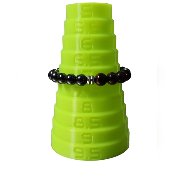 10MM Red Tiger's Eye Hematite Stretch Beaded Bracelet - Picture 4 of 4